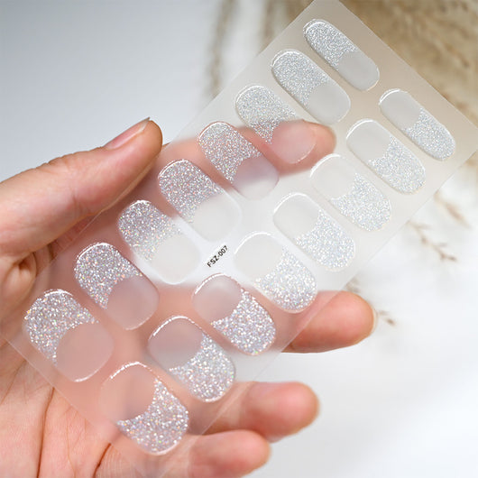 Stickers de Uñas Gel UV French Glitter Impermeables y Duraderos - Image 6