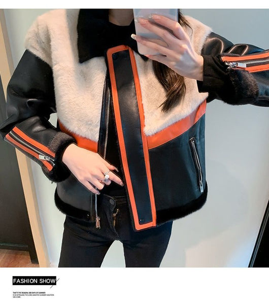 Chaqueta de Cuero para Motociclista con Pelaje Sintético Integrado - Image 9