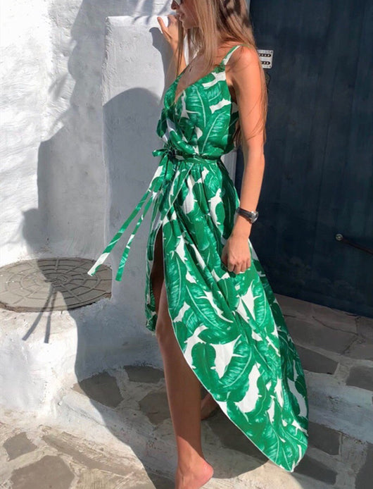 Vestido Halter Chiffón Elegante con Escote en V y Bajo Irregular - Image 5