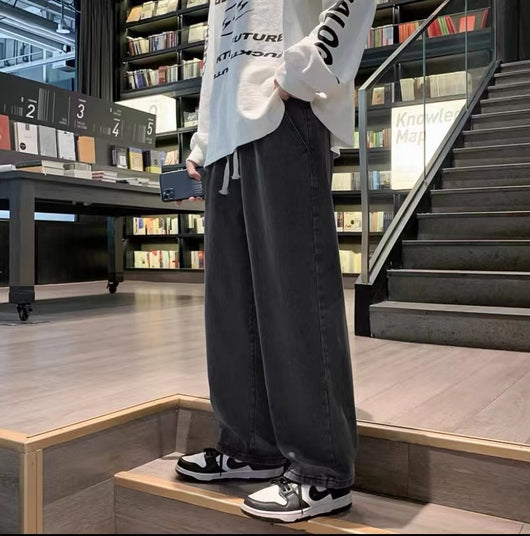 Pantalón Jeans Hombre Corte Recto Ancho Suelto con Caída - Image 16