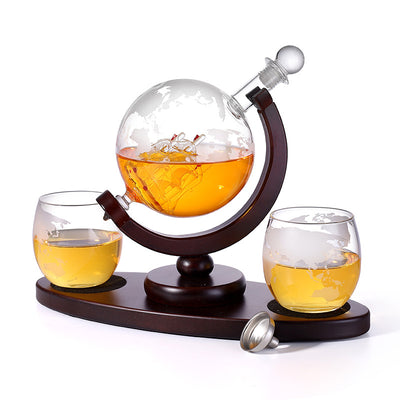 Juego de Contenedores para Vino con Marco Ovalado de Madera y Vidrio Borosilicado - Image 11