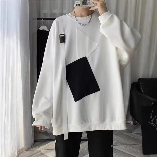 Sudadera Hombre Parches Blanco y Negro con Diseño Moderno - Image 5