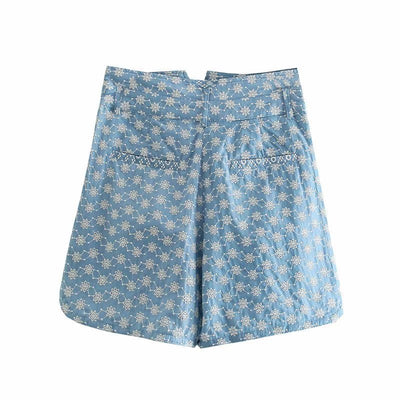 Shorts Anchos Casuales con Bordados Estilo Europeo y Americano - Image 7
