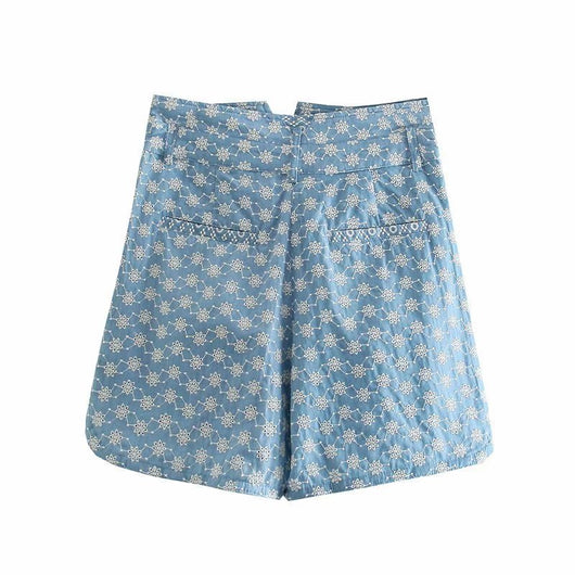 Shorts Anchos Casuales con Bordados Estilo Europeo y Americano - Image 7