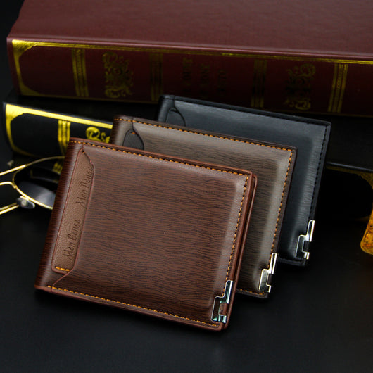 Cartera Corta para Hombre Estilo Fashion Casual con Borde de Hierro