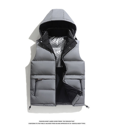 Chaleco Acolchado con Capucha para Hombre - Diseño Sólido Cálido - Image 10