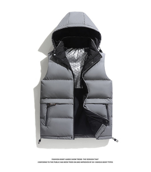 Chaleco Acolchado con Capucha para Hombre - Diseño Sólido Cálido - Image 10