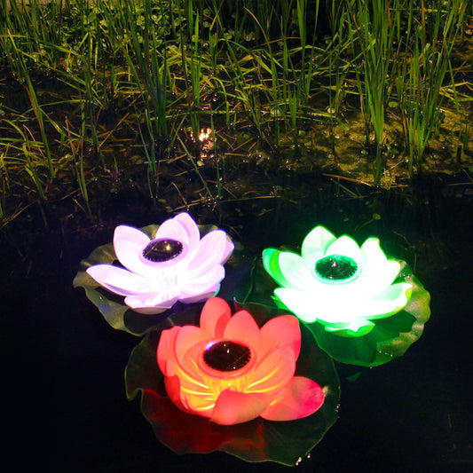 Lámpara Solar Flotante Loto Acuática Impermeable para Estanques - Image 2