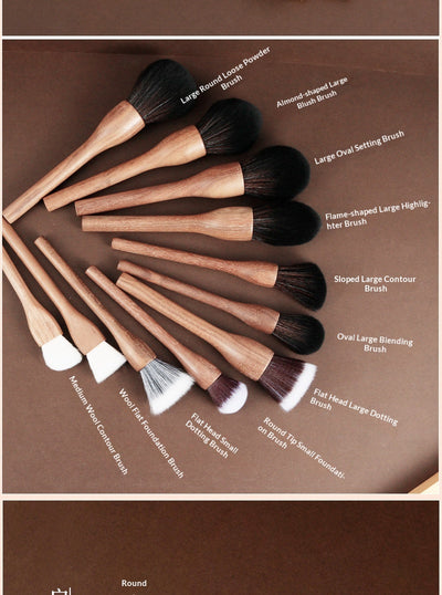 Set de Brochas de Maquillaje Vintage Nogal Negro - Cerdas Suaves - Image 29