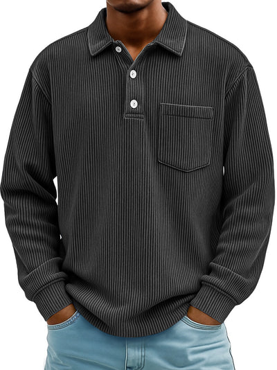 Polo Manga Larga de Pana a Rayas para Hombre - Image 8