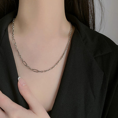 Collar de Plata 925 Cadena Doble Capa con Textura - Diseño Minimalista y Versátil - Image 2