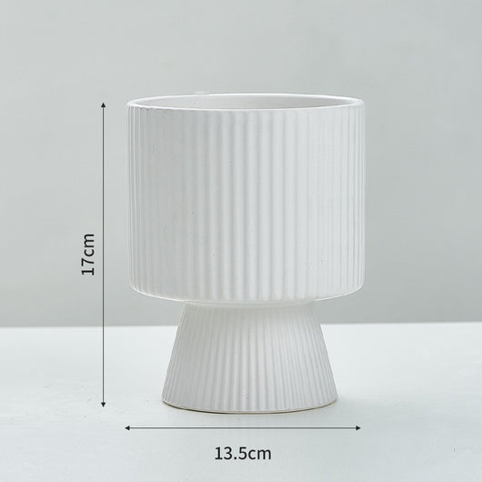 Maceta de Cerámica Nórdica con Diseño de Rayas Creativas - Image 7