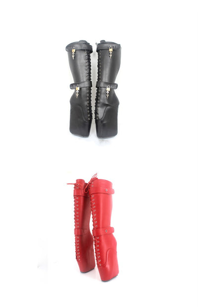 Bota Elástica Ajustada Talla Grande con Tacón Alto y Amarre - Image 4