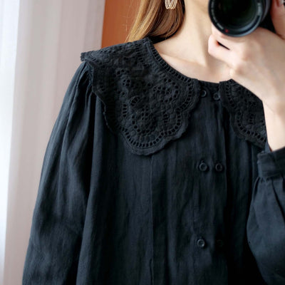 Blusa Elegante con Cuello de Encaje, Doble Botonadura y Mangas Largas - Image 10