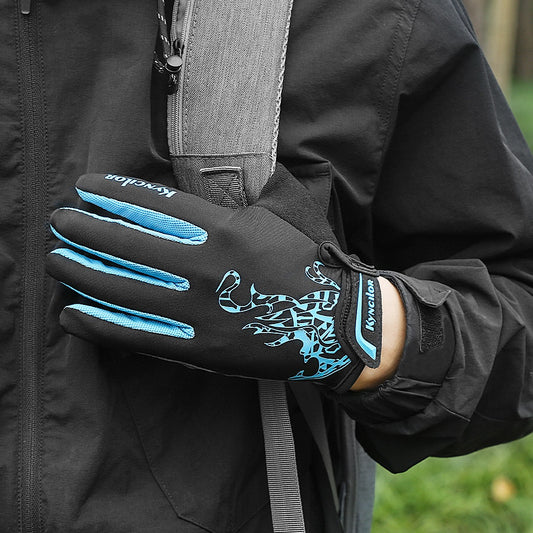 Guantes de Ciclismo de Montaña con Dedos Largos, Transpirables y Absorbentes de Impacto
