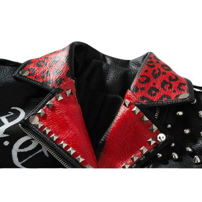 Chaqueta de Cuero Motociclista Slim Fit con Tachuelas y Estilo Punk - Image 7