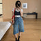 Pantalón Denim Retro Cintura Alta Azul Agua Pierna Ancha