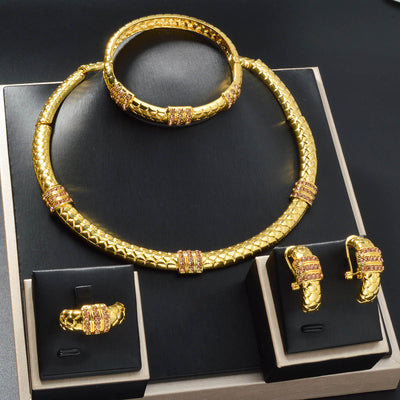 Conjunto de Joyas con Diamantes Estilo Chino: Anillo, Pulsera, Collar y Aretes - Image 3