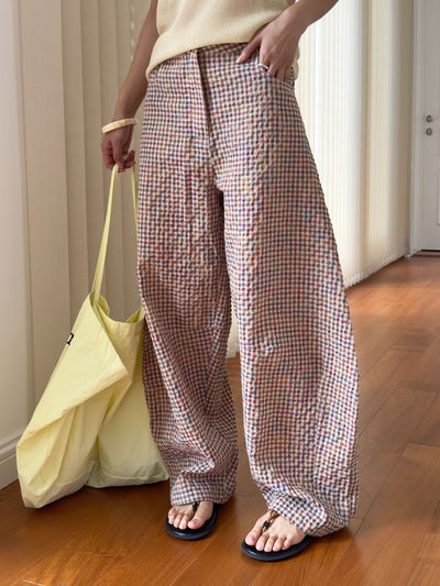 Pantalones de Lino Ancho Cuadros Mujer - Cómodos y Transpirables - Image 21