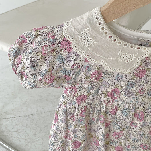 Enterizo Floral para Bebé con Cuello Muñeca y Mangas Abullonadas - Image 9