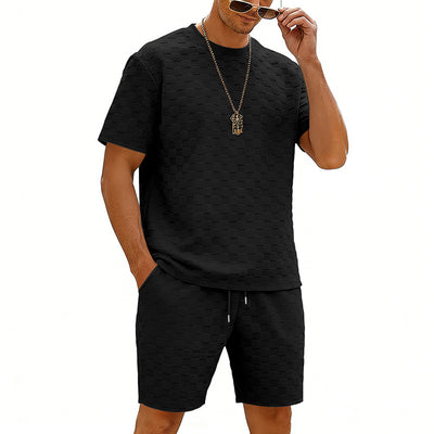 Conjunto de Playera y Shorts Casuales a Cuadros para Hombre - Image 34