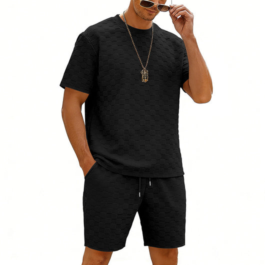 Conjunto de Playera y Shorts Casuales a Cuadros para Hombre - Image 34