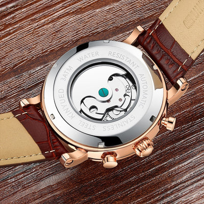 Reloj Mecánico Automático para Hombre en Cuero Auténtico con Diseño Calado - Image 8