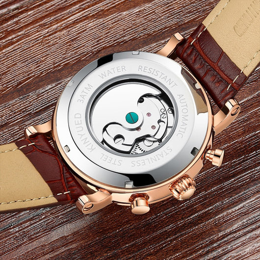 Reloj Mecánico Automático para Hombre en Cuero Auténtico con Diseño Calado - Image 8