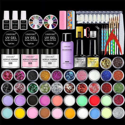 Kit Completo de Polvo Acrílico y Líquido Crystal para Uñas Francesas - 42 Colores con Base Selladora - Image 3