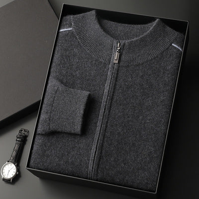 Suéter de Cachemira para Hombre Grueso Cuello Alto Cremallera - Image 10