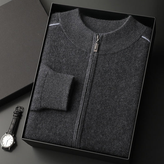 Suéter de Cachemira para Hombre Grueso Cuello Alto Cremallera - Image 10