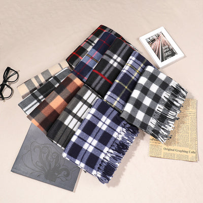 Bufanda Reversible de Cuadros Clásica para Otoño e Invierno - Unisex con Terciopelo Suave - Image 5