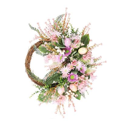 Corona Decorativa de Pascua con Crisantemos Silvestres y Huevos - Image 8
