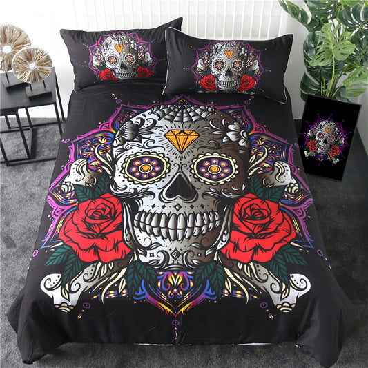 Juego de Cama Lotus Calavera Masónica - Funda Nórdica Tres Piezas