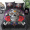 Juego de Cama Lotus Calavera Masónica - Funda Nórdica Tres Piezas