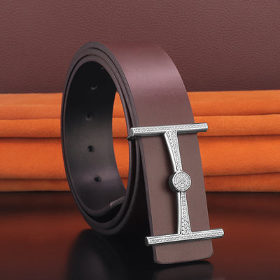 Cinturón de Cuero para Hombre con Hebilla Simple y Ajuste Juvenil - Image 11