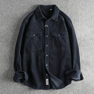 Camisa de Pana Retro de Algodón con Manga Larga para Hombre - Image 27