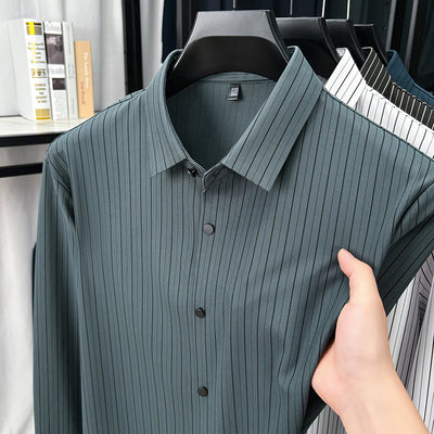 Camisa de Rayas Verticales para Hombre - Primavera y Otoño - Image 6