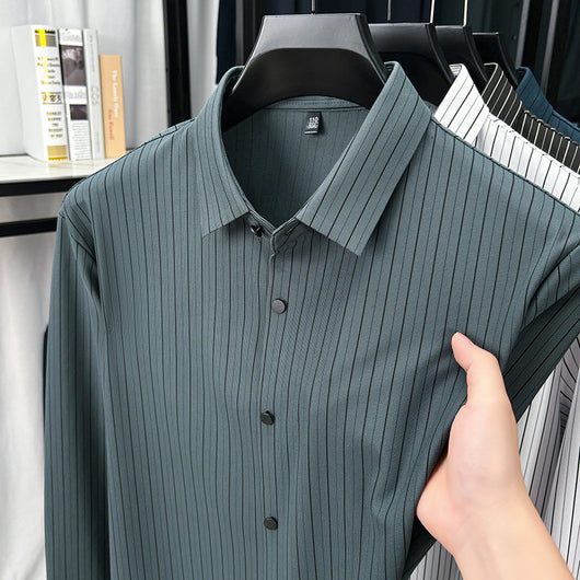 Camisa de Rayas Verticales para Hombre - Primavera y Otoño - Image 6