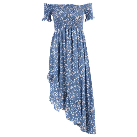 Vestido Casual de Gasa con Estampado Floral y Hombro Descubierto - Image 10