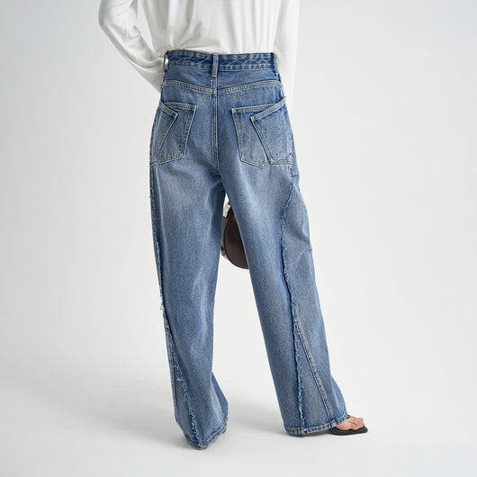 Pantalones Vaqueros Azul Desteñido Holgados Premium para Mujer - Image 2