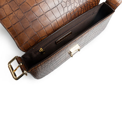Bolso Baguette de Cuero Genuino con Patrón - Bandolera Elegante para Mujer - Image 8