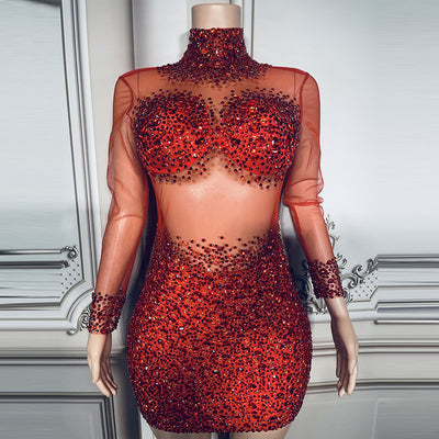 Vestido Corto Slim con Cuello Gasa y Cierre de Cremallera