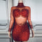 Vestido Corto Slim con Cuello Gasa y Cierre de Cremallera