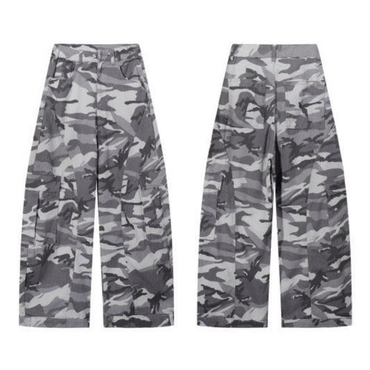 Pantalones Holgados Camuflaje Estilo Street Americano - Pierna Ancha Casual