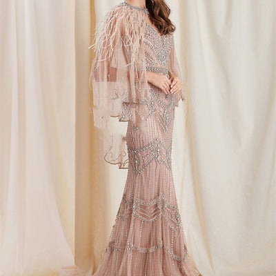 Vestido Sirena Elegante para Dama con Chal - Image 10