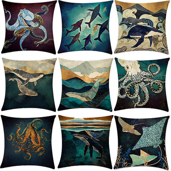 Fundas de Almohada para Sofá con Estampado Mundo Marino Profundo