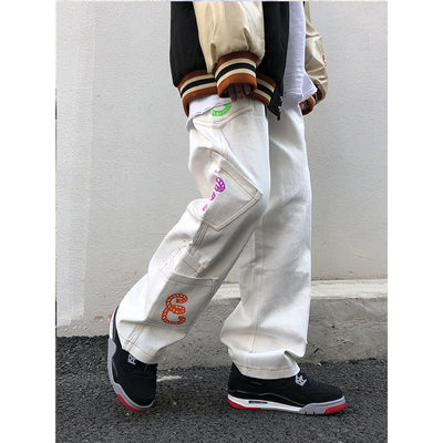 Pantalones Jeans Anchos con Bordado de Letras - Estilo Hip-hop Unisex - Image 16