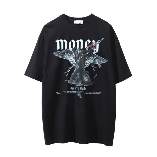 Camiseta Estampada Lavada y Desgastada para Hombre