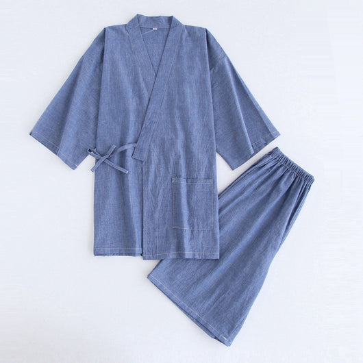 Pijama Kimono Japonés para Hombre Manga Corta con Pantalones Cortos - Image 4